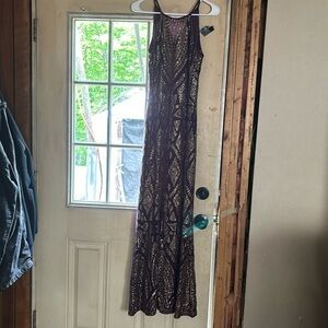 Dark purple and gold prom dress size 3/4